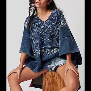 Free People Paisley Poncho